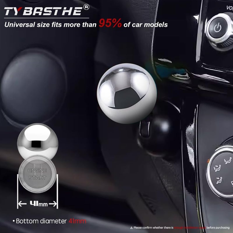 Tybasthe Original Push Start Button Metal Car Joystick Starter Engine Start Stop Cover - Cool Interior Decorations Accessories - Silver - Image 5